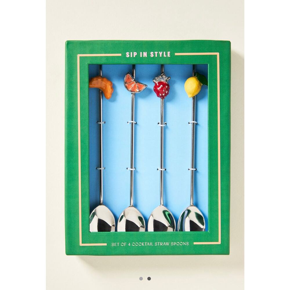Anthropologie Cocktail Spoon Straws, Set of 4